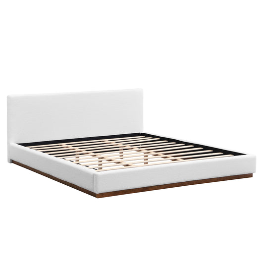Olea Bouclé Platform Queen Bed, White