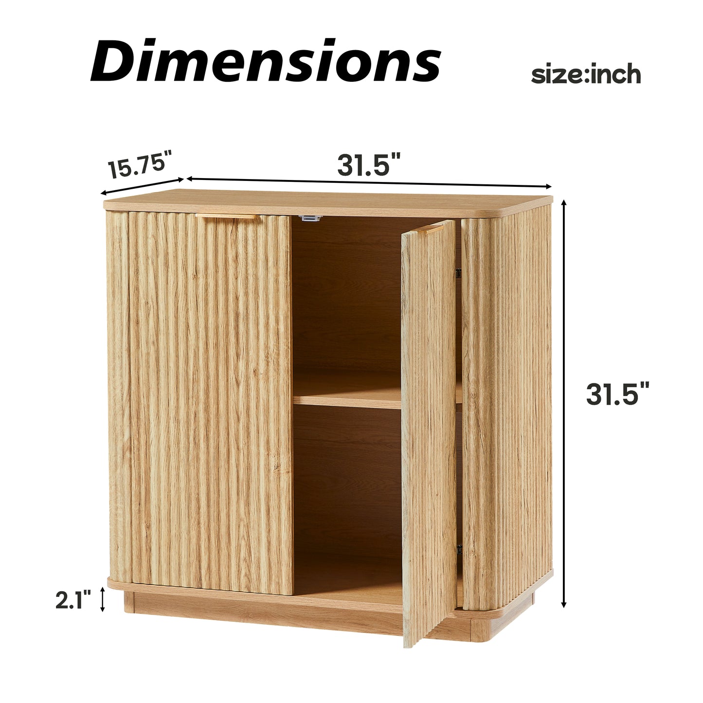 Avery Fluted Storage Cabinet, Oak