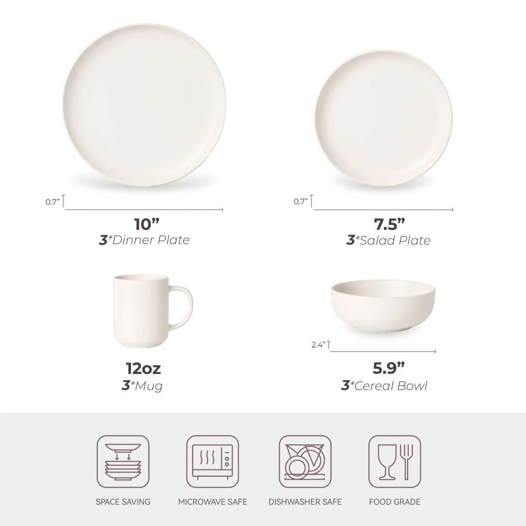 Virelli Matte Stoneware Dinnerware Set (12-Piece), White