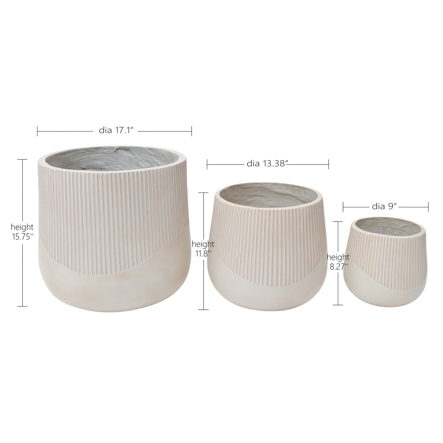 Solenne Ribbed Planter Set of 3