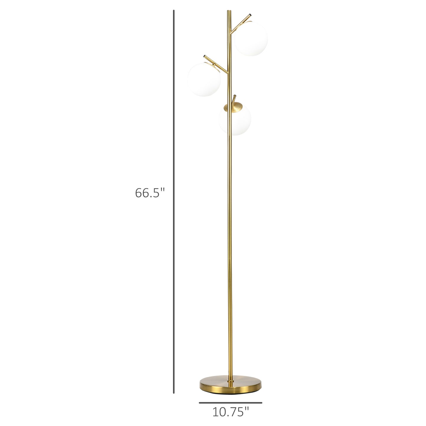 Nova Gold Floor Lamp with Three Frosted Glass Globe Shades