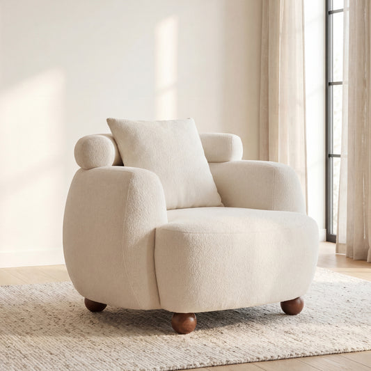Lunara Bouclé Accent Chair, White