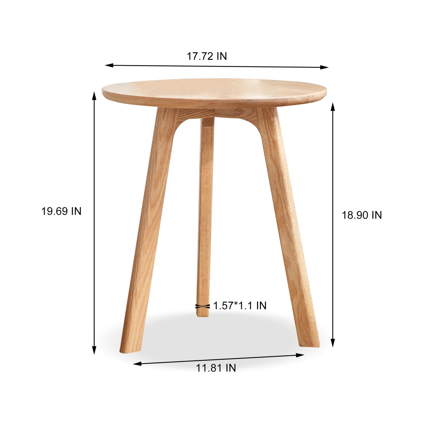 Round Solid Oak Side Table, Natural Finish