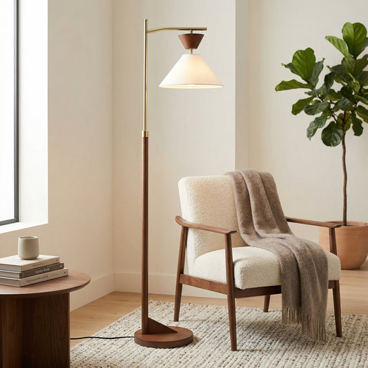 Kairo Wood & Brass Floor Lamp