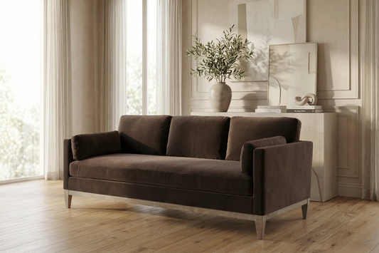 Knox Performance Velvet Sofa (84") – Deep Brown