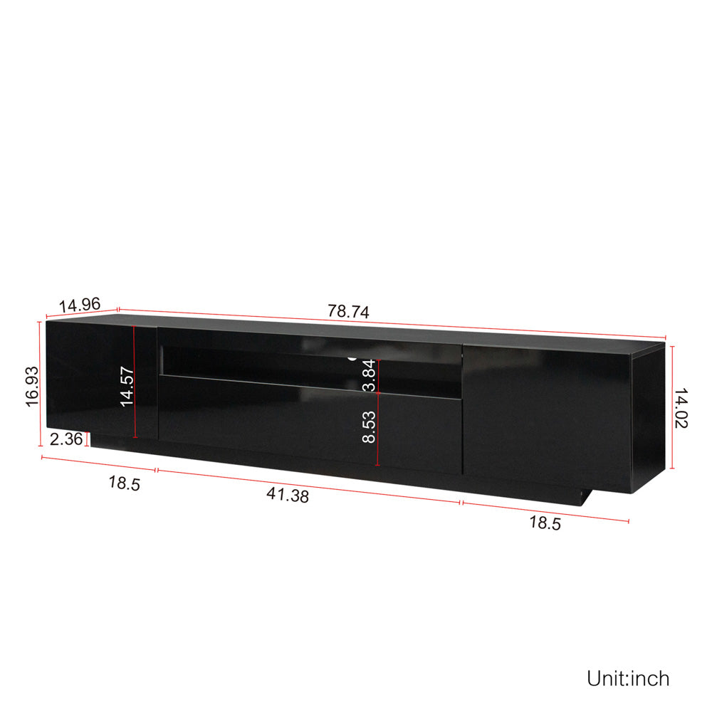 Palo TV Media Console with LED Lights, Black