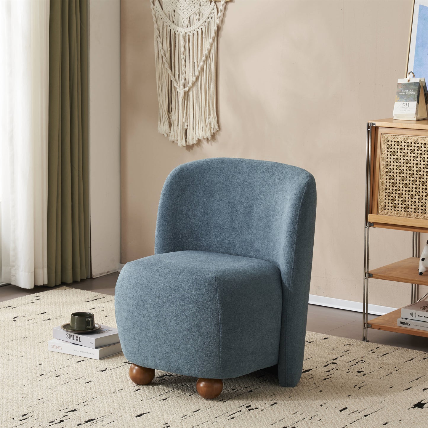 Ellie Armless Accent Chair, Blue