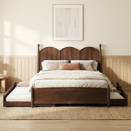 Aldara Walnut Storage Bed with Trundle – Queen