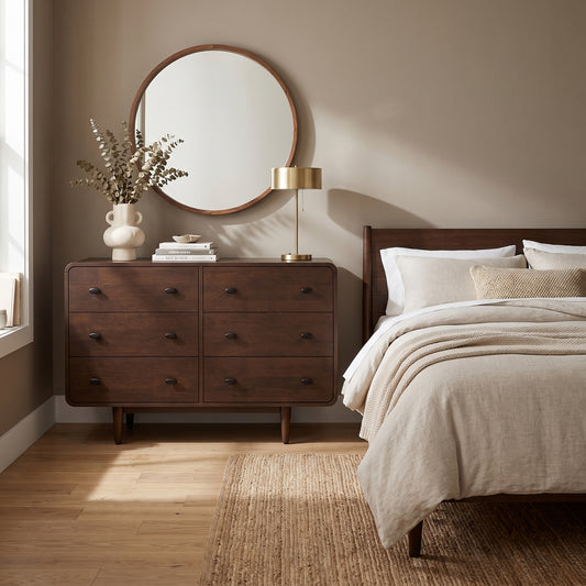 Alexa Mid Century Six-Drawer Dresser