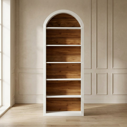 Arched Two-Tone Wood Display Bookcase