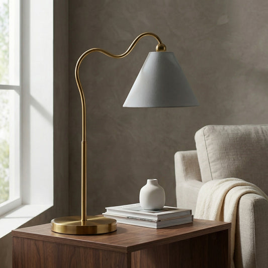 Auren Curved Brass Table Lamp