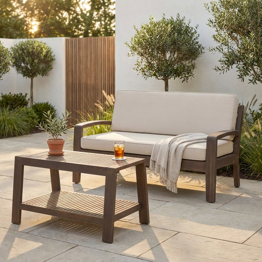 Aven Acacia Wood Outdoor Conversation, 2 Piece Set