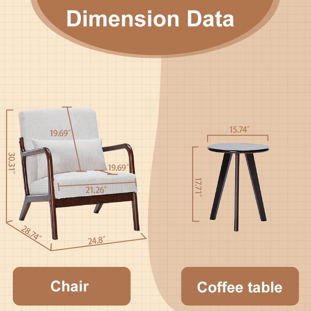 Aska Lounge Chair and Side Table Set, Walnut