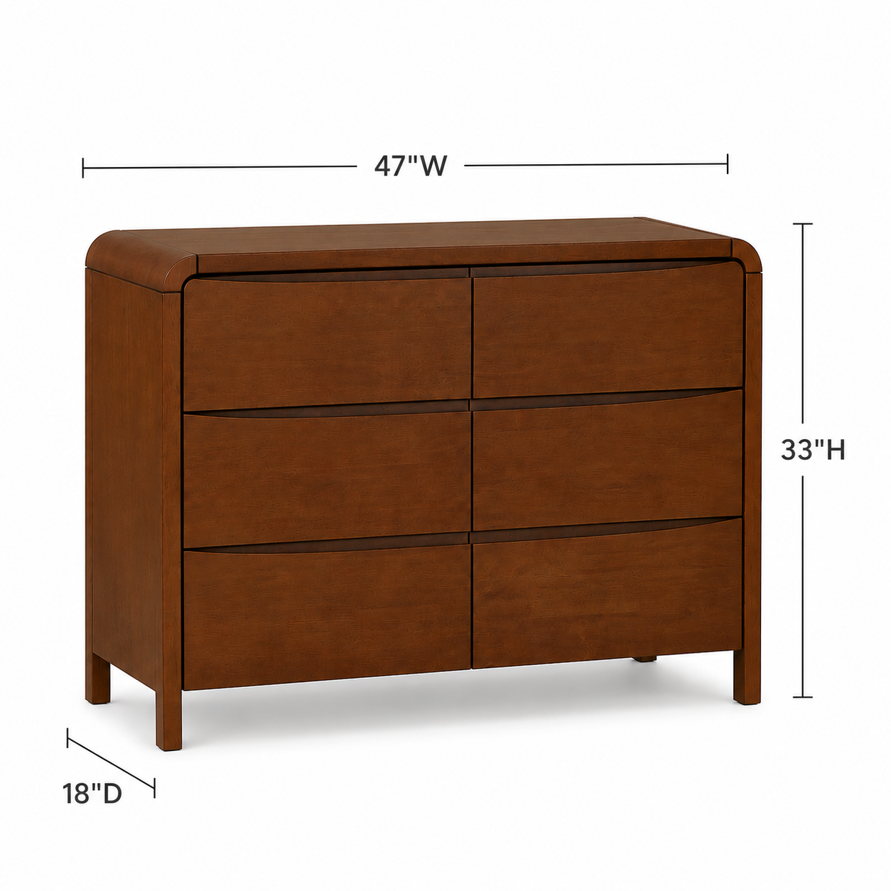 Calloway Mid Century Modern Six-Drawer Dresser