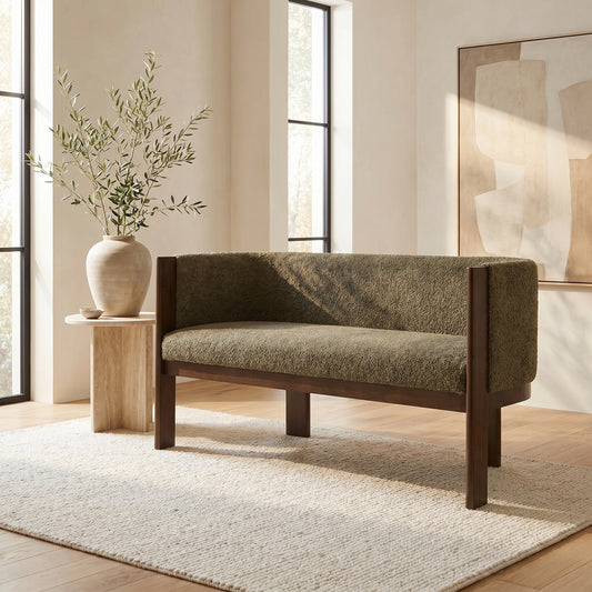 Curved Bouclé Loveseat