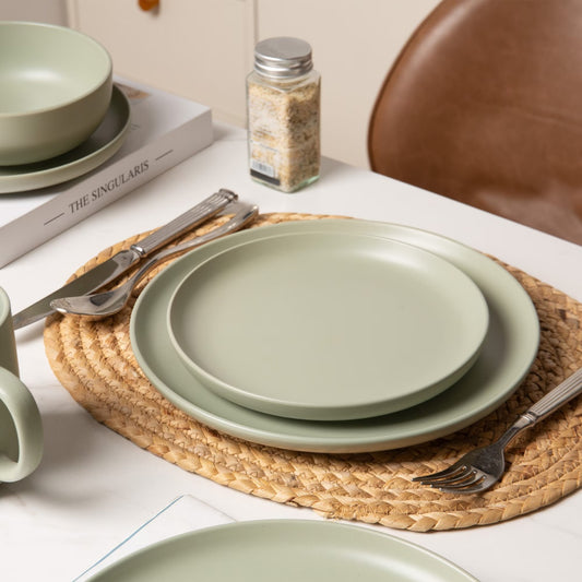 Virelli Matte Stoneware Dinnerware Set (12-Piece), Green