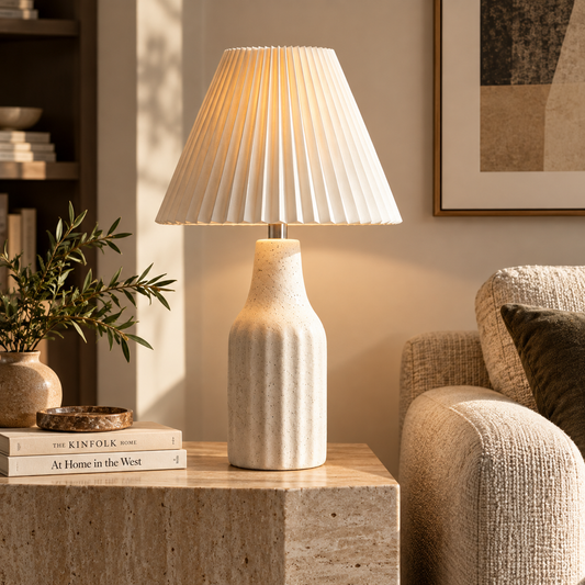 Elara Pleated Ceramic Table Lamp