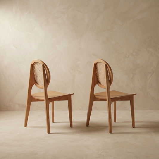 Elio Round Cane-Back Dining Chair, Set of 2