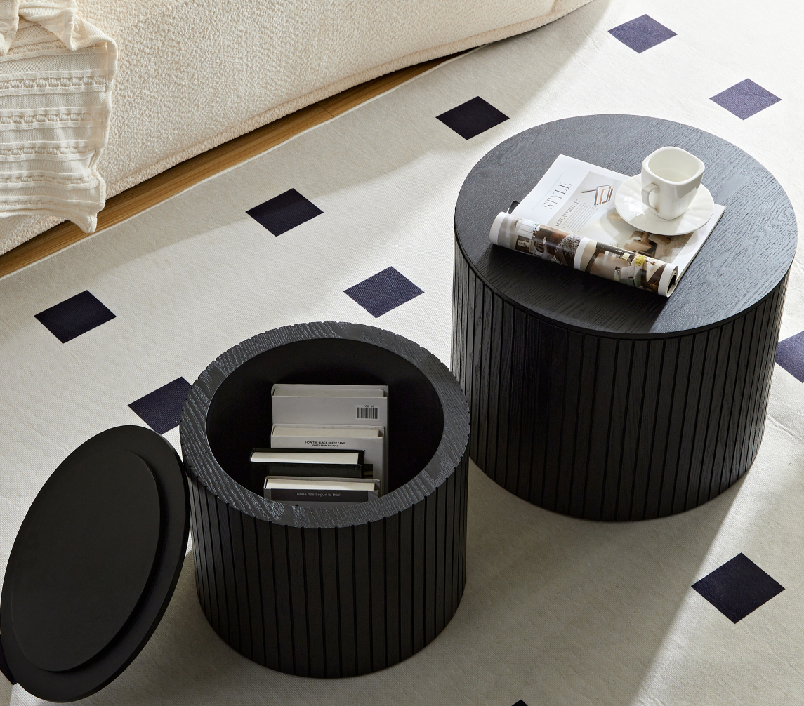 Nested Coffee Table Set of 2, Black