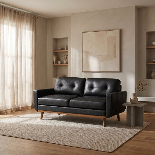 Hayes Tufted Black Sofa