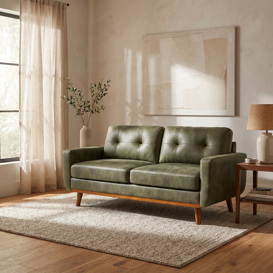 Hayes Tufted Olive Green Sofa