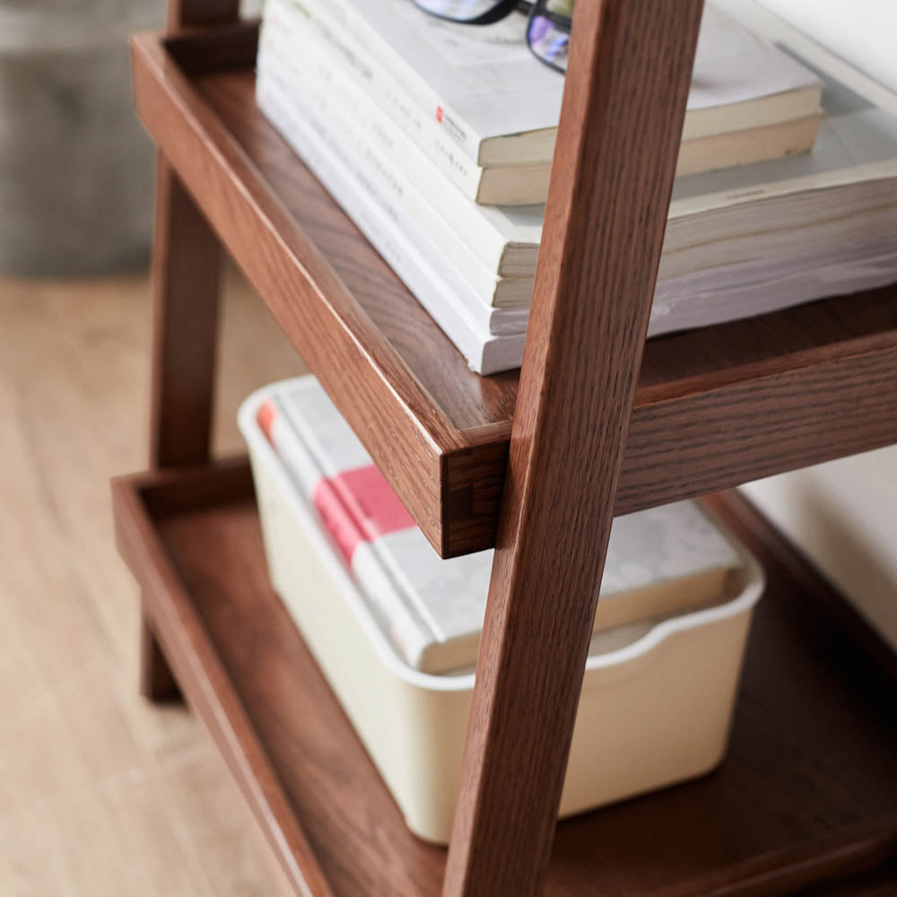 Ladder 3-Tier Oak Wood Bookcase
