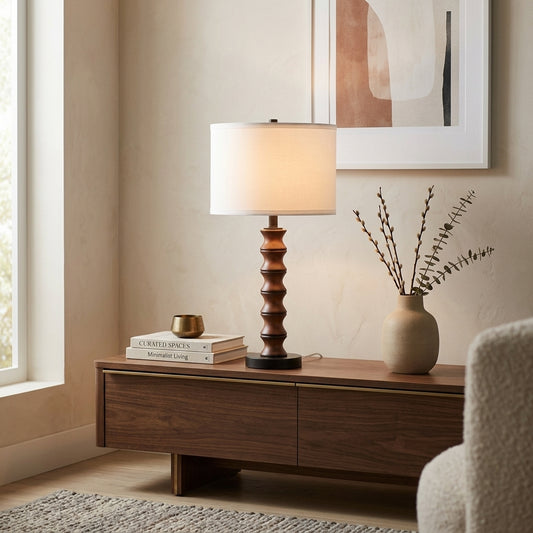 Marcelli Turned Wood Table Lamp