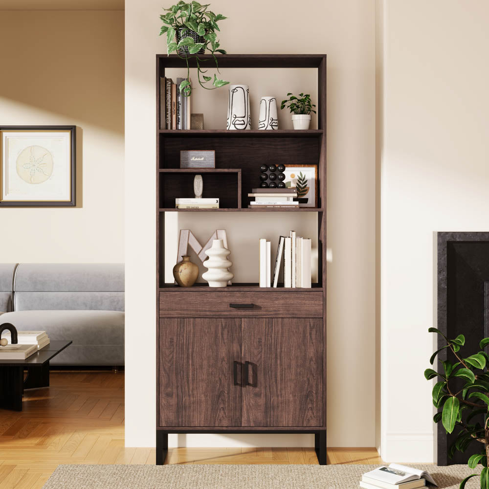 Modern Walnut Shelf With Led Strip Lights