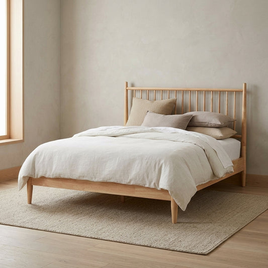Noma Natural Spindle Queen Bed Frame