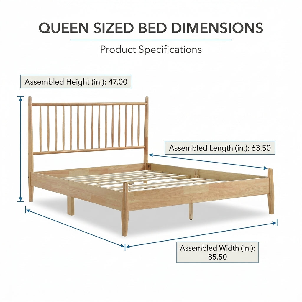 Noma Natural Spindle Queen Bed Frame