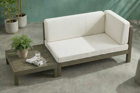Oana Left Corner Outdoor Bench & Coffee Table Set