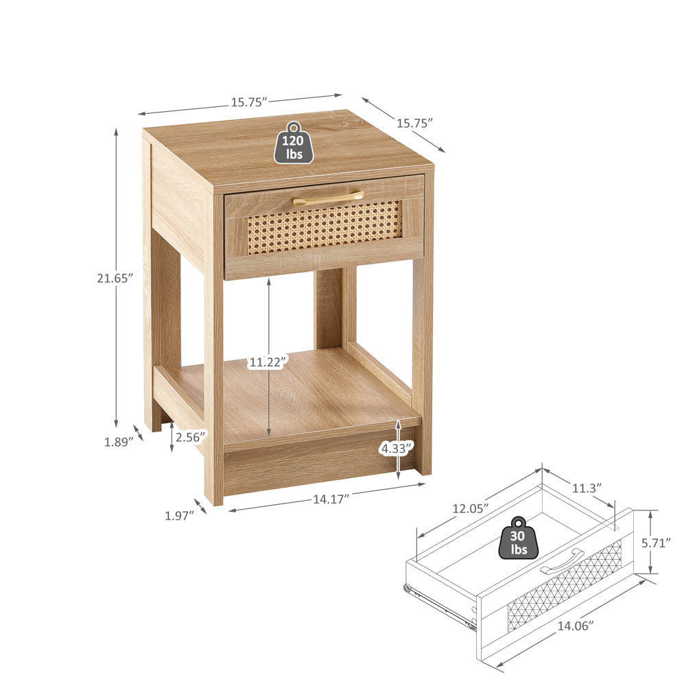 Rattan End table with Drawer