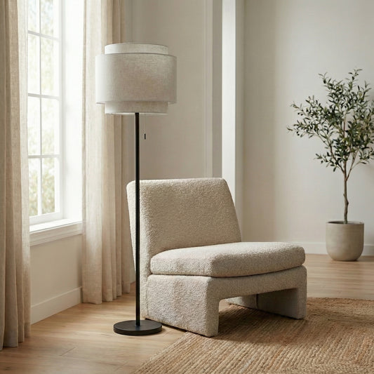 Tiered Linen Floor Lamp