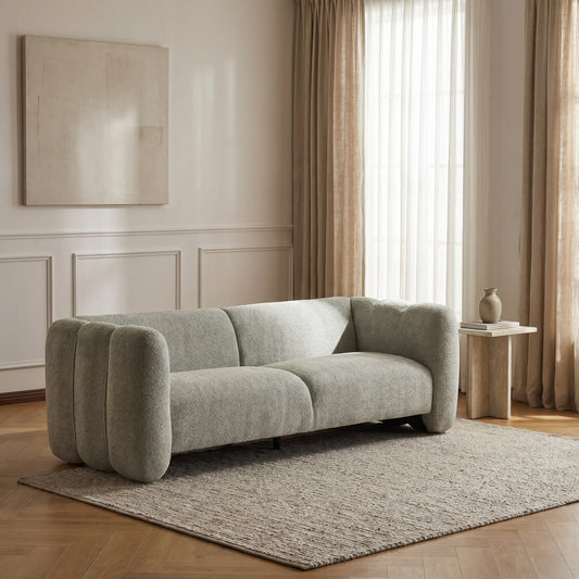 Tonson Sculptural Bouclé Sofa, Light Green