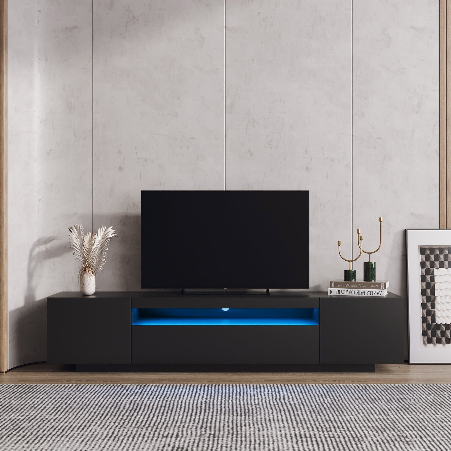 Palo TV Media Console with LED Lights, Black