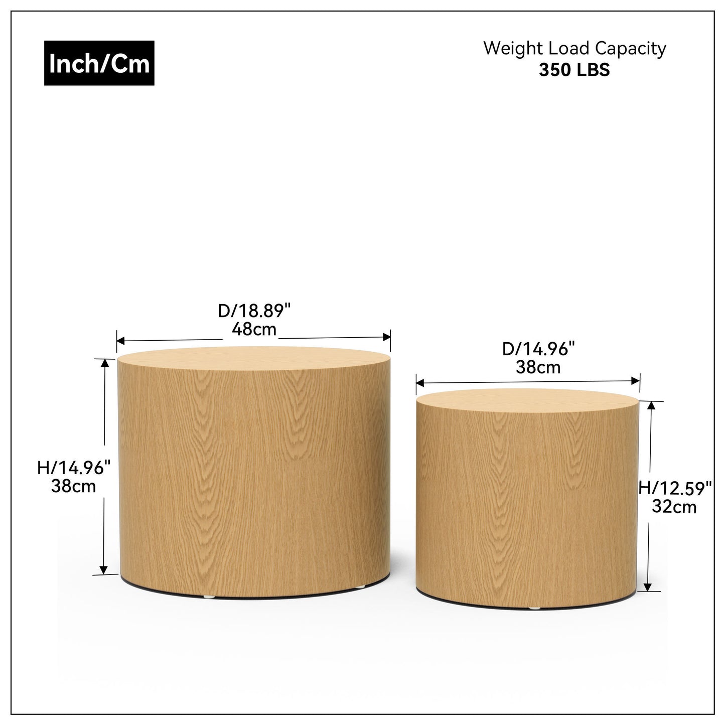 Oak Veneer Coffee End Tables, Set of Two