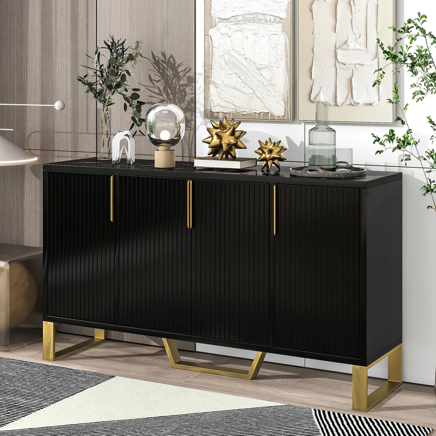 Kyrie Sideboard Storage Cabinet, Black