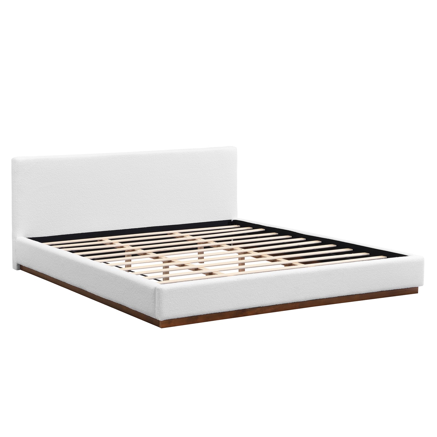 Olea Bouclé Platform King Bed, White