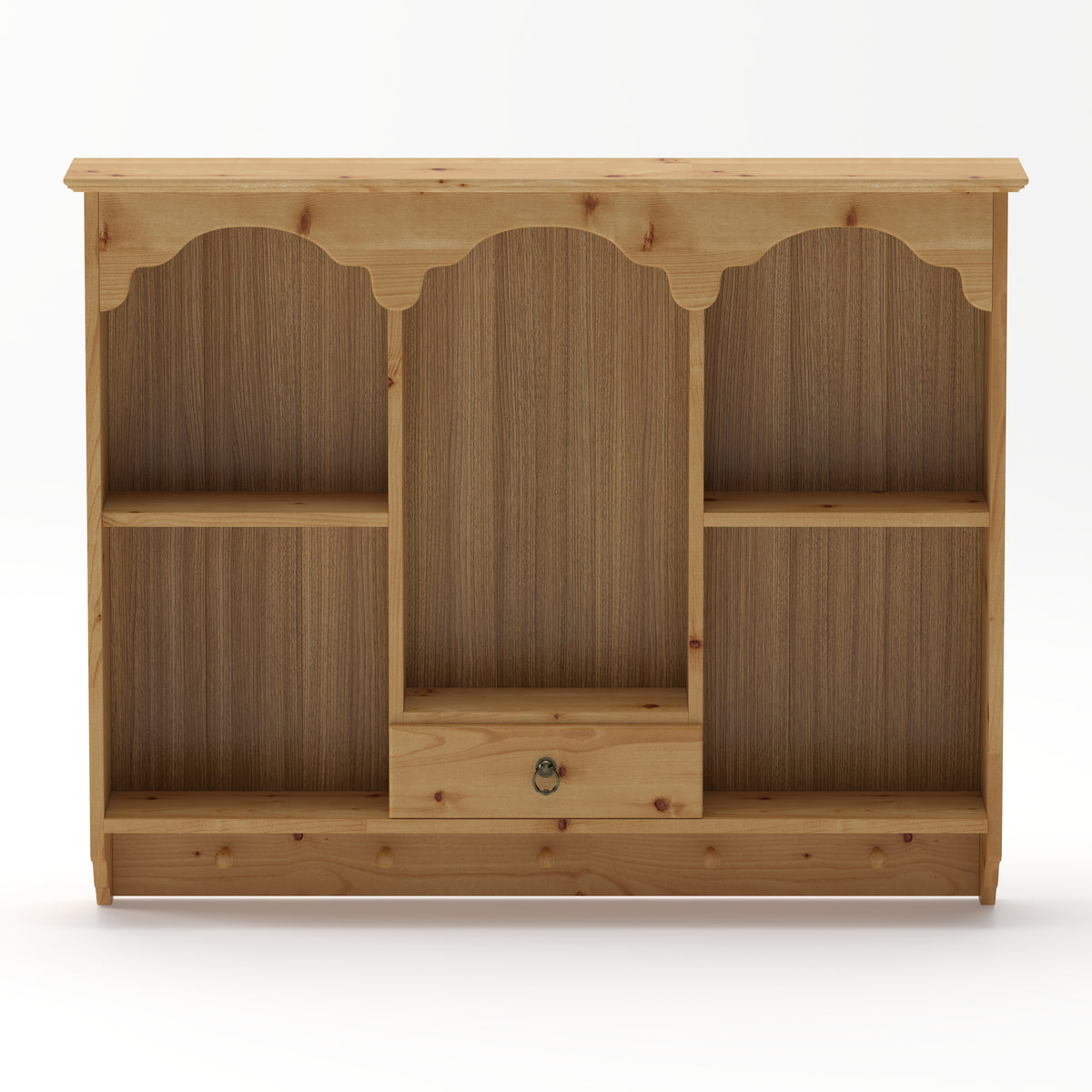 Elodie Scalloped Wood Wall Shelf, Natural Finish
