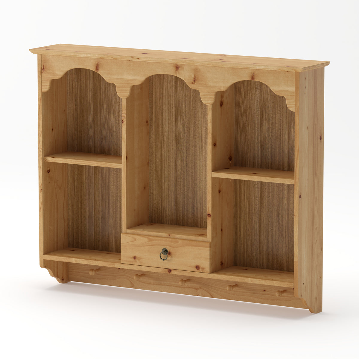 Elodie Scalloped Wood Wall Shelf, Natural Finish