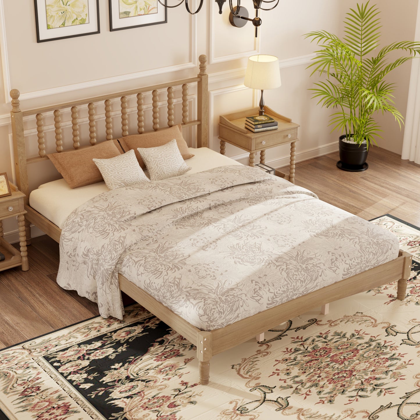 Briar Turned-Spindle Platform Queen Bed, Natural