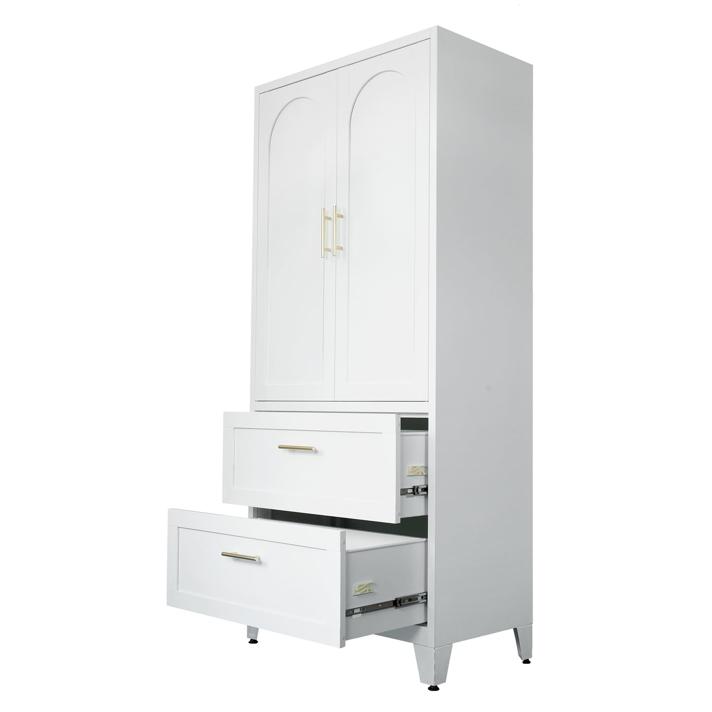 Harper Tall Storage Wardrobe with Drawers, White