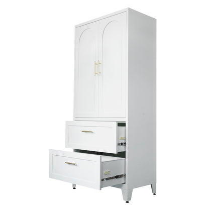 Harper Tall Storage Wardrobe with Drawers, White