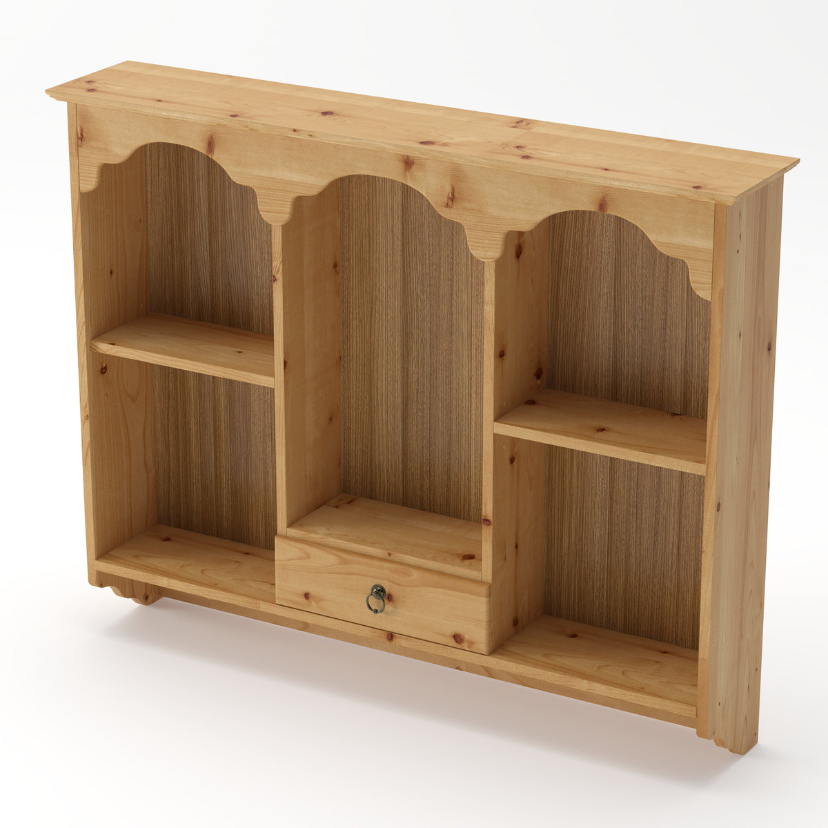 Elodie Scalloped Wood Wall Shelf, Natural Finish