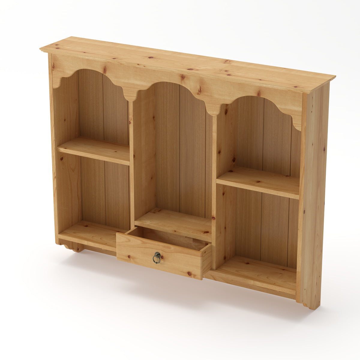Elodie Scalloped Wood Wall Shelf, Natural Finish
