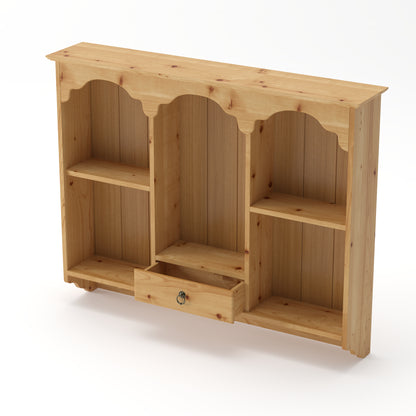 Elodie Scalloped Wood Wall Shelf, Natural Finish