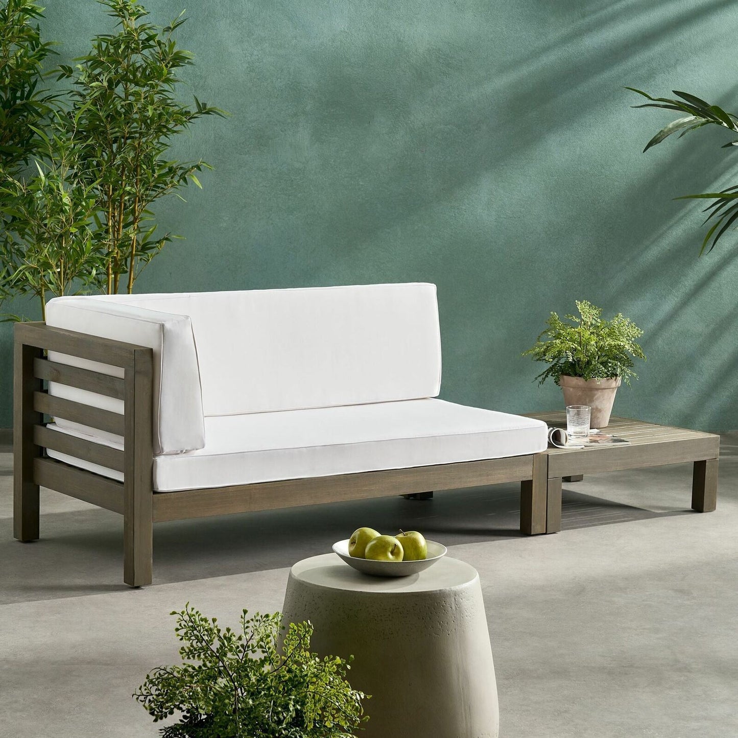 Oana Left Corner Outdoor Bench & Coffee Table Set