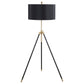 Arden Black and Gold Tripod Floor Lamp with Black Drum Shade