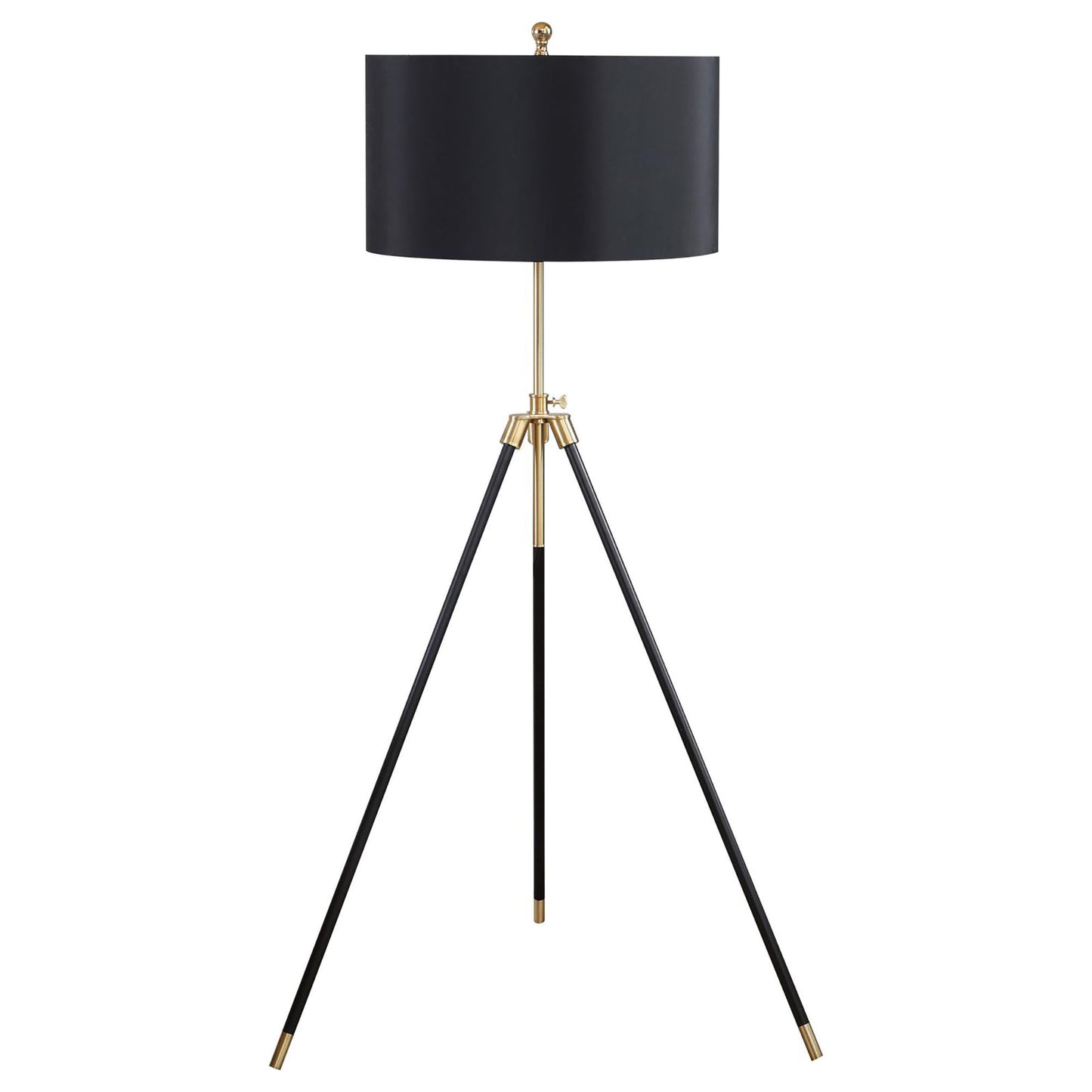 Arden Black and Gold Tripod Floor Lamp with Black Drum Shade