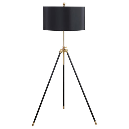 Arden Black and Gold Tripod Floor Lamp with Black Drum Shade